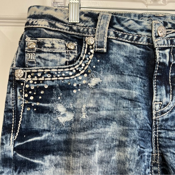 Miss Me Embellished Signature Ankle Skinny Jeans Acid Wash Mid Rise Size 30 Y2K - Picture 5 of 16